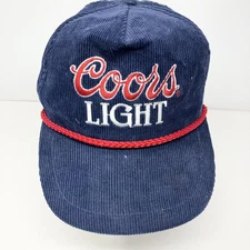 Vintage Coors Light Beer Corduroy Blue Snapback Rope Hat Cap K Products Taiwan