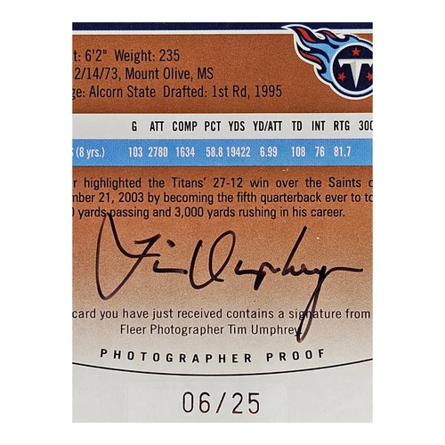 Skybox 2003 edición limitada LE Steve McNair #12 pruebas de fotógrafo SP #'d/25 - Imagen 3 de 3
