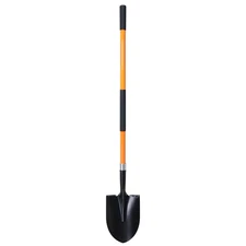 Heavy Duty Gardening Shovel, 56 Inch Round Blade with Fiberglass Handle (Orange)