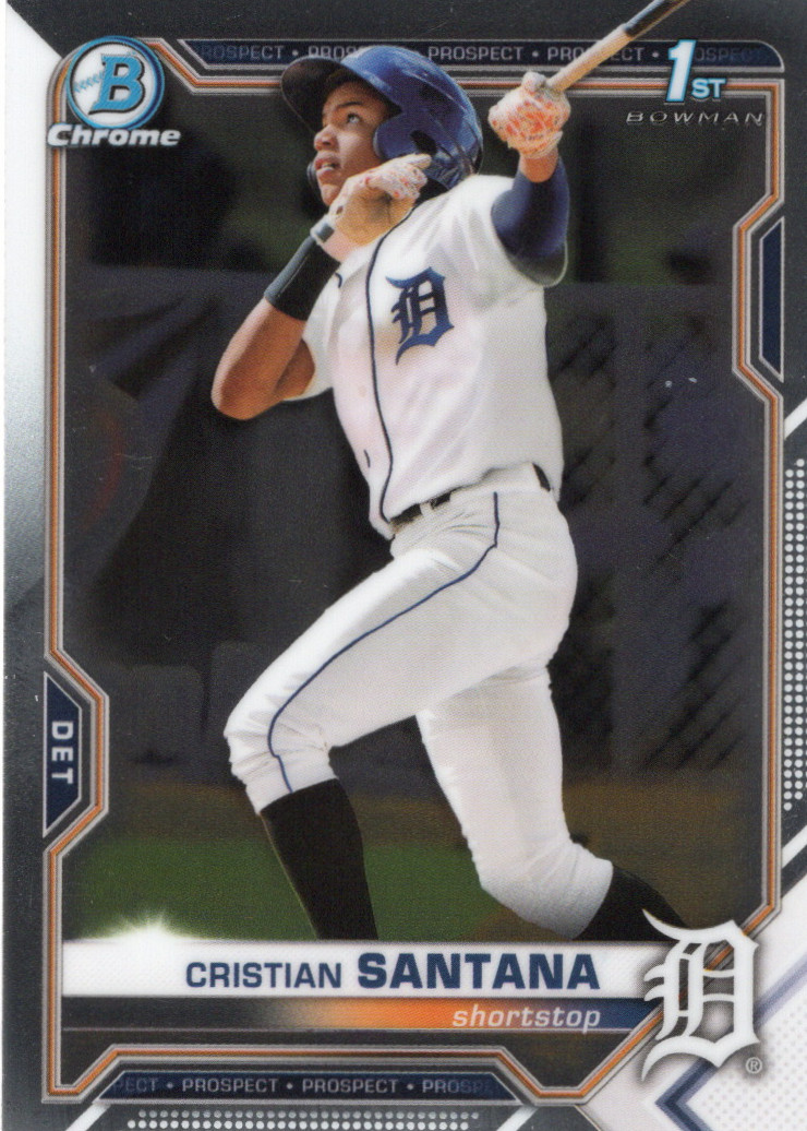 2021 Bowman Chrome #BCP-186 Cristian Santana 1st Prospects Detroit Tigers