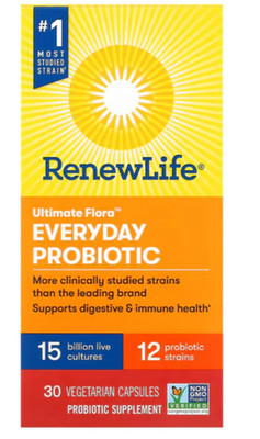 Ultimate Flora Everyday Probiotic | 15 Billion CFU | 30 Capsules | by Renew Life