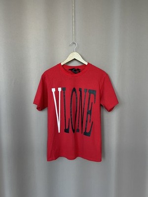 Vlone Big Logo T-Shirt Rot Kurzarm Herren Größe L/M Hergestellt in den USA