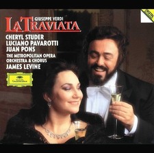Verdi La Traviata Pavarotti Studer James Levine 2 CD Deutsche Grammophon NM