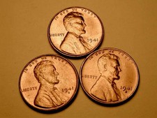 1941-P-D-S Gem BU Uncirculated Red to RB Wheat Cents SUPERB!Nice! BEAUTIFUL!#154
