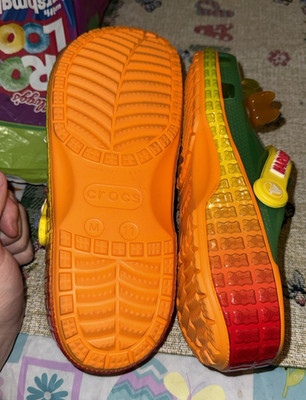 Crocs Classic Clog Men's US 11 Green/Orange/Yellow Slip-On w/ Jibbitz