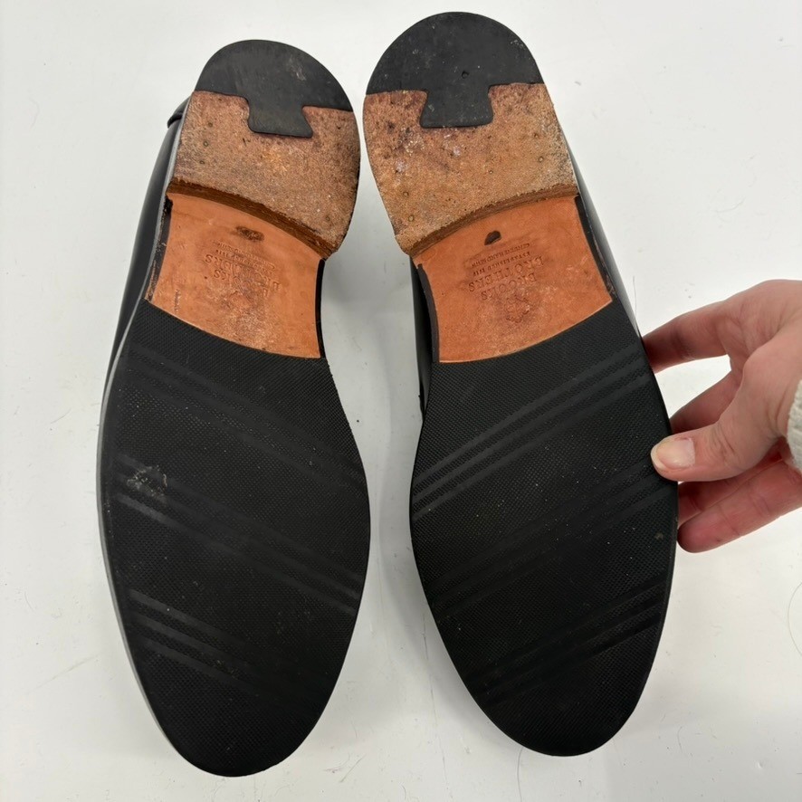 Brooks Brothers Tassel Loafers 10 D Black Leather Braided Trim Hand Sewn Shoes thumbnail 7