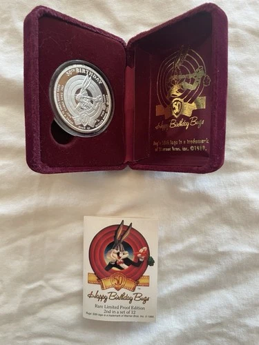 Warner Bros. Bugs Bunny 50th Birthday & Elmer Fudd 1 oz .999 Silver Rounds 1990