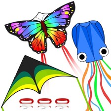 Kites for Kids  Adults, Set Large, Rainbow  Green  Blue