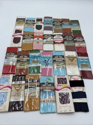 Vintage Sewing Bias Tape Lot 27 Packs Wrights Talon Unopened