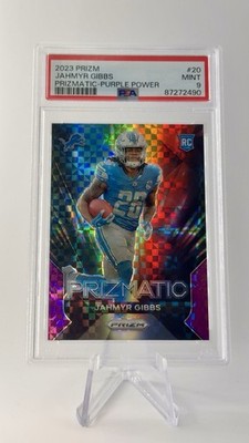 2023 Panini Prizm Prizmatic Jahmyr Gibbs #20 Purple Power /49 PSA 9 Rookie 📈🔥