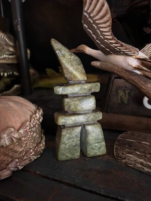   Inuit Soapstone Inukshuk by Alec Petooloosie