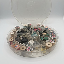 Vintage spools of thread - buttons- thimbles, and more