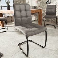 Industrial Freischwinger Stuhl MODENA vintage grau Ziersteppung Esszimmerstuhl