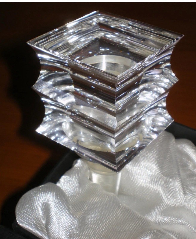 Two Oleg Cassini Crystal Bottle Stoppers  Art Nouveau Style Signed By Artist New