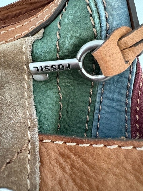 Fossil Multicolor Stripe Patchwork Leather Suede … - image 7