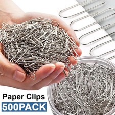 50-500PCS Metal Paper Clips Silver Stainless Steel Bookmark Office School Supply