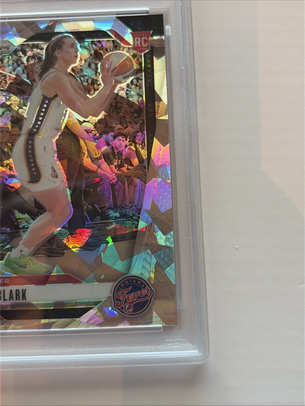 2024 Panini Prizm WNBA Caitlin Clark Rookie RC Cracked Ice Prizm Fever #22 PSA 8 view 2
