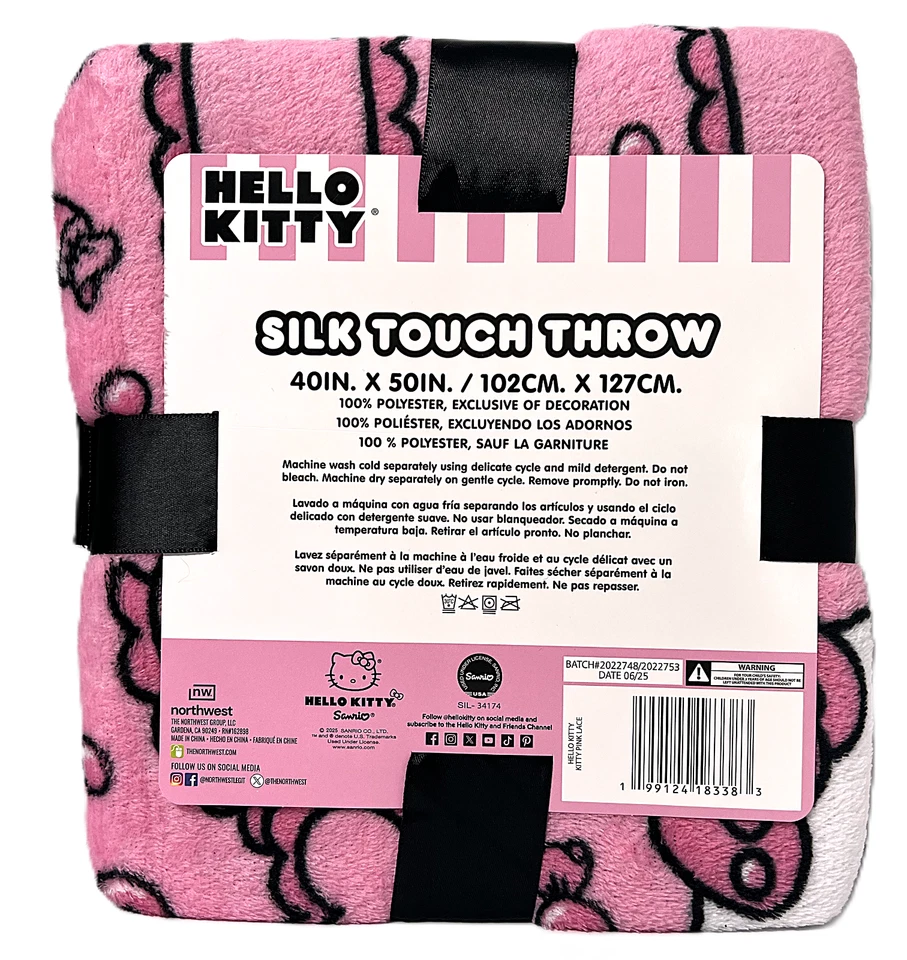 Manta Sanrio Hello Kitty Rosa Arco Suave Tacto 40x50 2025 Sanrio NUEVA Foto 2 de 3