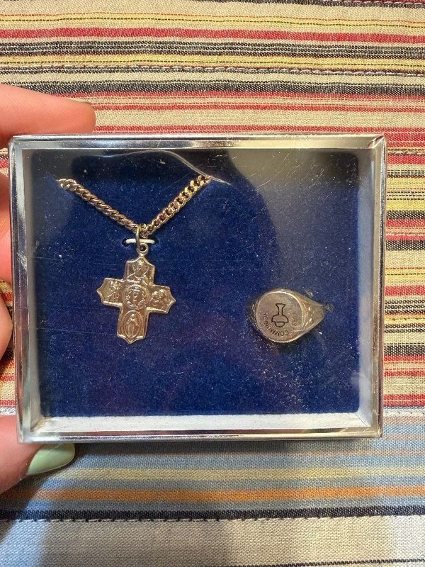 First Communion Medal and Ring Set New in Box