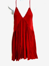Forever 21 Red Boho Bohemian Sundress Vacation Resort Beach Mini Dress Sz M/L