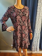 Michael Kors Paisley Floral Print Career Stretch Shift Dress Size M "EUC"