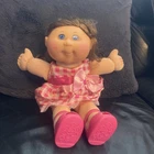 Cabbage Patch Kids Doll Girl JAKKS brown Hair Blue Eyes pink dress and shoes