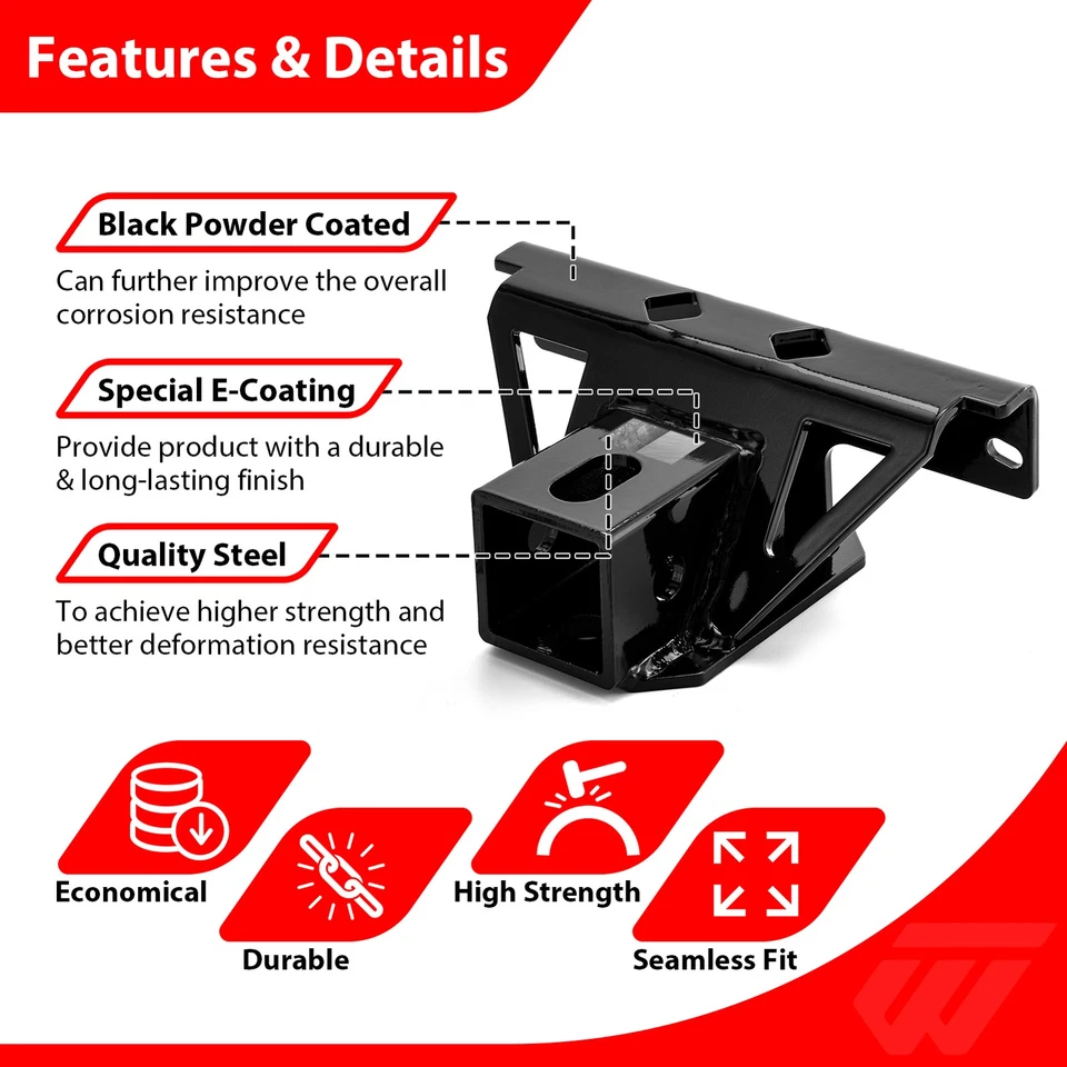 WEISEN Rear 2" Receiver Hitch for Kawasaki Brute Force 650/750 4x4i 2005-2025 - Imagem 4 de 4