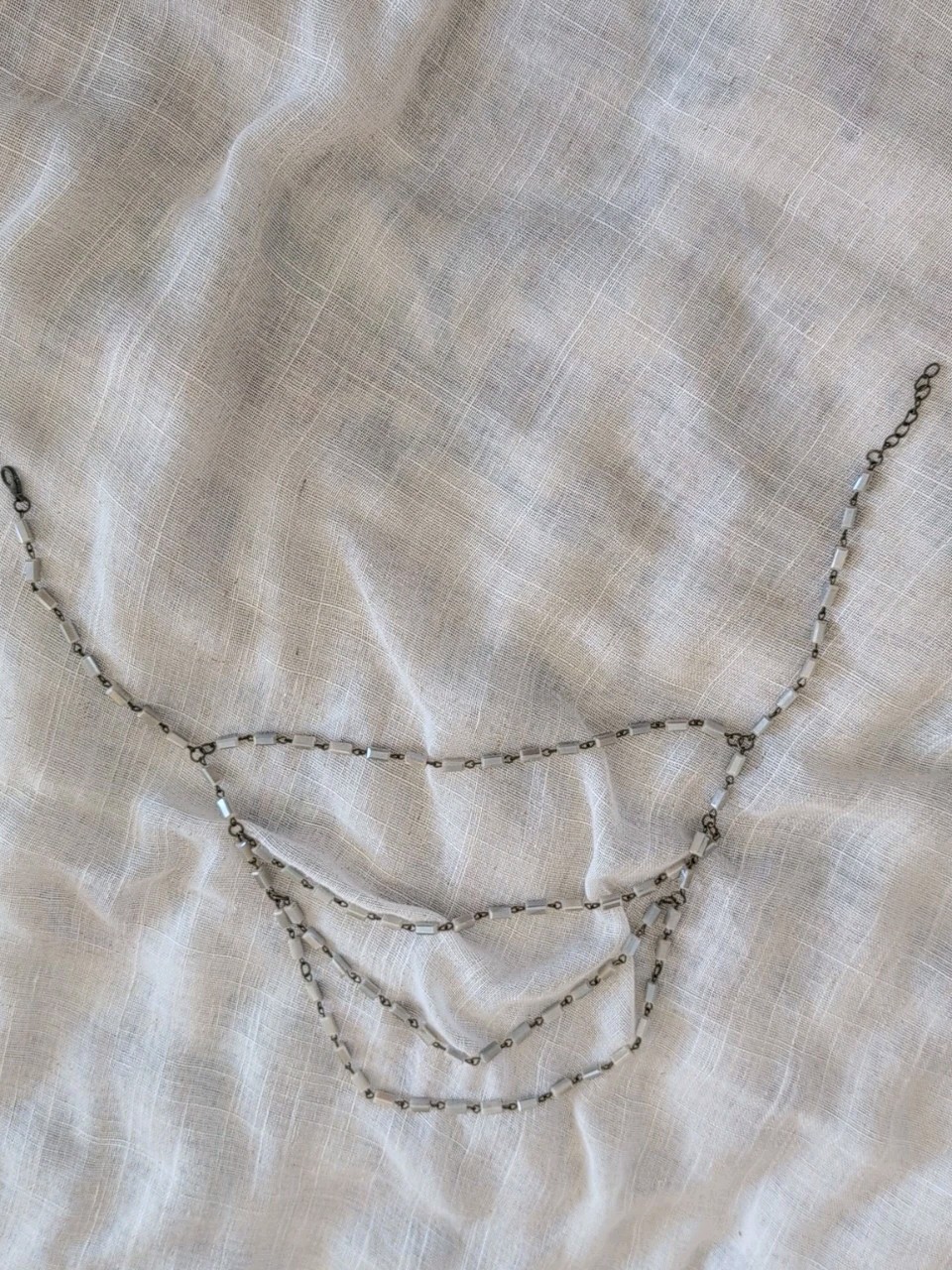 Vintage  4 Strand Rectangular Iridescent Bead Lay… - image 6