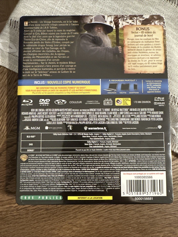 The Hobbit: An Unexpected Journey Gandalf SteelBook Blu-Ray + DVD 2013 Zone B - Image 2 of 2