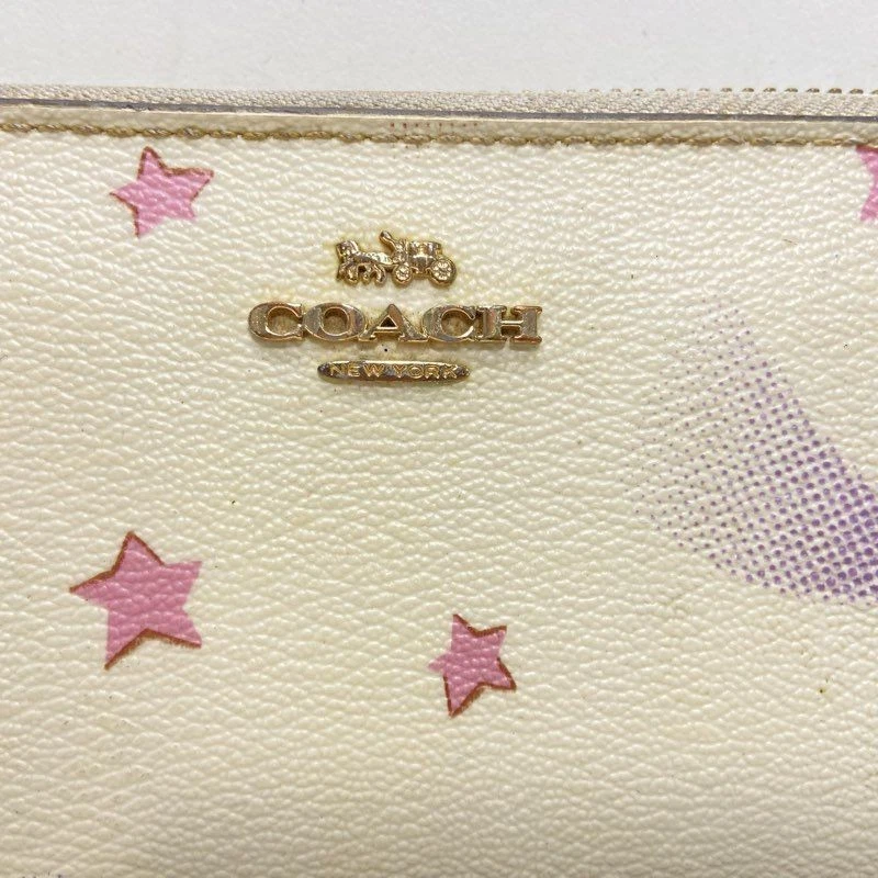 Coach звезда печати слоновой кости розовый кожаный золотой фурнитуры кошелек с ремешком застежки сумочки молнии - Изображение 2 из 4
