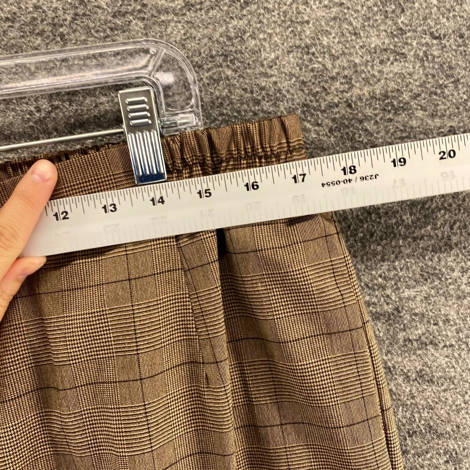 Pantalones de vestir TanJay para mujer 16 marrón a cuadros tiro alto plisados rectos Foto 3 de 4