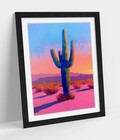 PASTEL CACTUS IN THE DESERT -FRAMED ART PICTURE PAPER PRINT