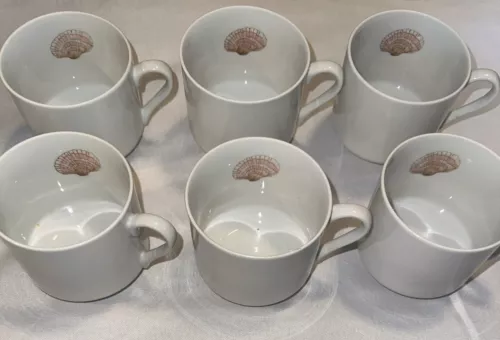 1978 Fitz And Floyd Coquille Pattern Shell Design Ceramic Cups Lot Of 6