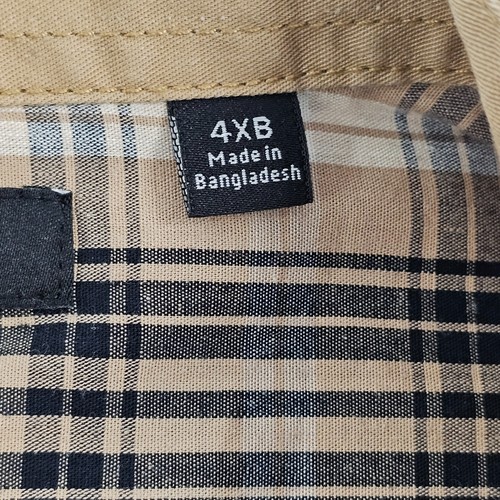 Sean John Brown Plaid Short Sleeve Cotton Blend Button-Up Shirt Men's 4XB - Picture 8 of 12