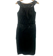Morrell Maxie Womens Cocktail Dress Black Sequins Midi Sleeveless Semi Formal 