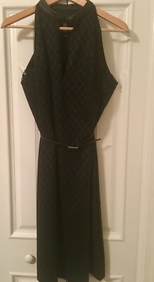 Laundry by Shelli Segal Black Belted Faux Suede/Leather Sheath Dress | sz  12 | eBay
