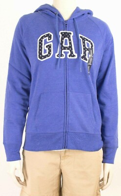 NWT Womens GAP Hooded Sweatshirt Zipper Hoodie Matisse Blue Star Logo -800115(R2