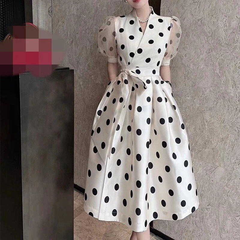 elegant printed dress woman FARES Ribbed Cotton Dress and Cardigan – Grove main image 1