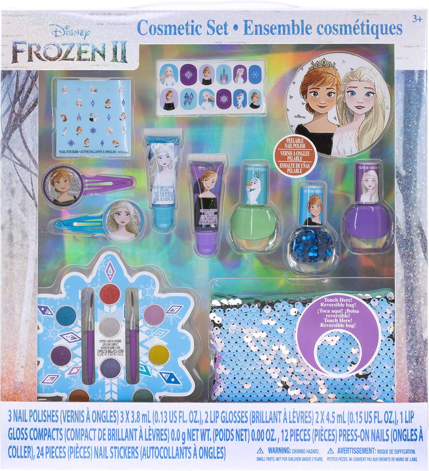 DISNEY FROZEN 2 COSMETIC SET FOR KIDS NAIL POLISH LIP GLOSS NAILS + STICKERS