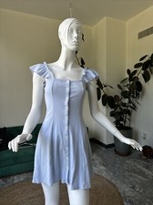 Forever 21 Women’s Short Sleeve Light Blue Snap Button Pullover Bodycon Dress SP