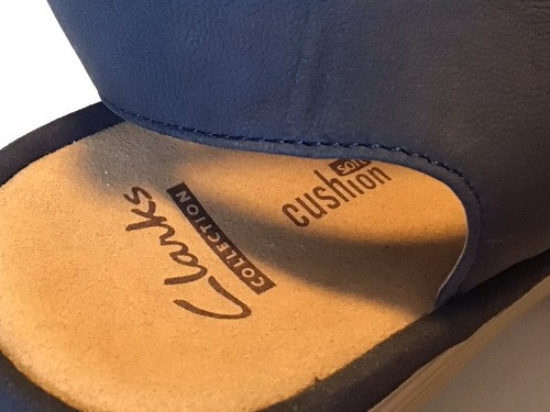 Clarks Reedly Juno Wedge Nubuck Leather Strappy Sandal Open Toe Blue Womens 8 - Picture 9 of 11