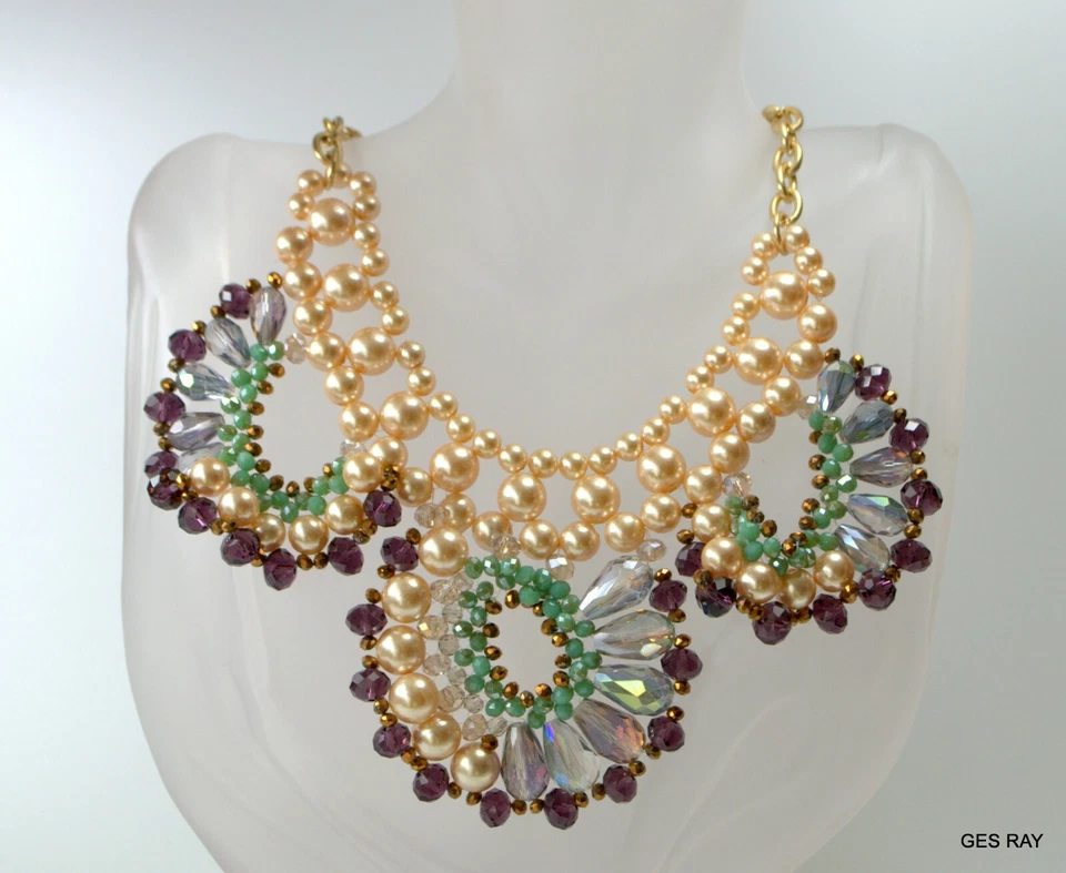Beaded Rhinestone and Faux Pearl Necklace Collar Freedom at Top-shop* - Image 4 of 4
