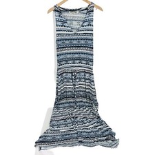 Michael Stats Maxi Dress Blue Geometric Size XSmall Cinch Waist
