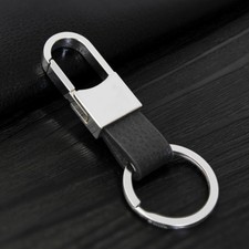 Black Creative Metal Leather Key Chain Ring Car Keyring Keychain Men Gift US