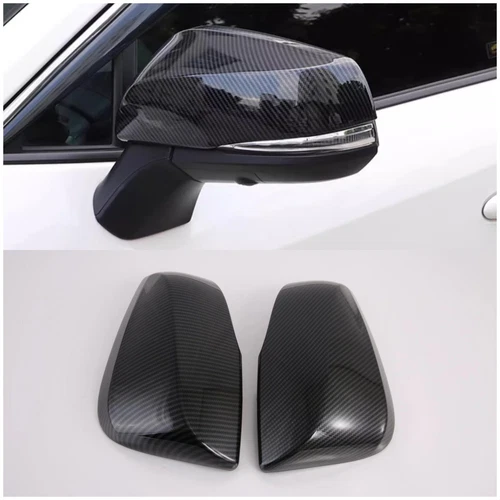 Carbon Fiber Rearview Mirror Side Lid Cover Trim For 19-25 Toyota RAV4 2PS C