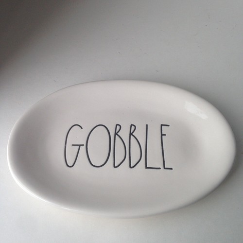 Magenta Rae Dunn GOBBLE Small OVAL Plate Thanksgiving Farm House Rare VHTF NEW - 第 1/11 張圖片