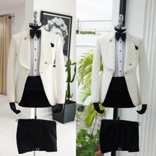 Beaded Men Suits Beads Regular Fit Shawl Lapel Formal Tuxedos Formal Prom Dinner