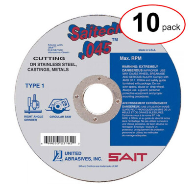 Sait 23174 4-1/2'' x .045'' x 7/8'' Metal Cut-Off Wheel (10pk)