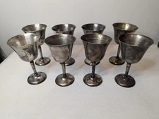VTG Set of 8 Wine Goblets Industria Argentina Silverplated