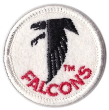 PARCHE CON EL LOGOTIPO DEL EQUIPO REDONDO DE 2" DE FÚTBOL AMERICANO DE LA NFL ATLANTA FALCONS DE LA DÉCADA DE 1980